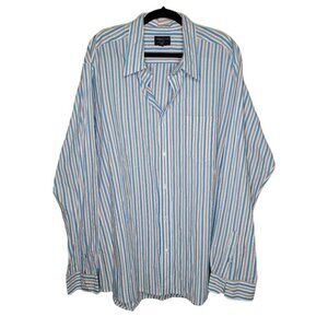 AEO American Eagle Outfitters Mens Button Up Shirt XXL Blue Orange Cream Stripe